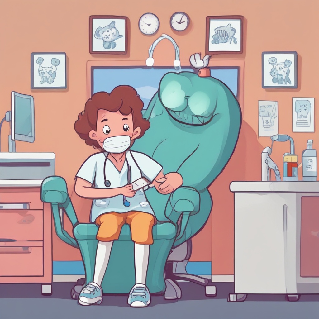 Dentist attending kids